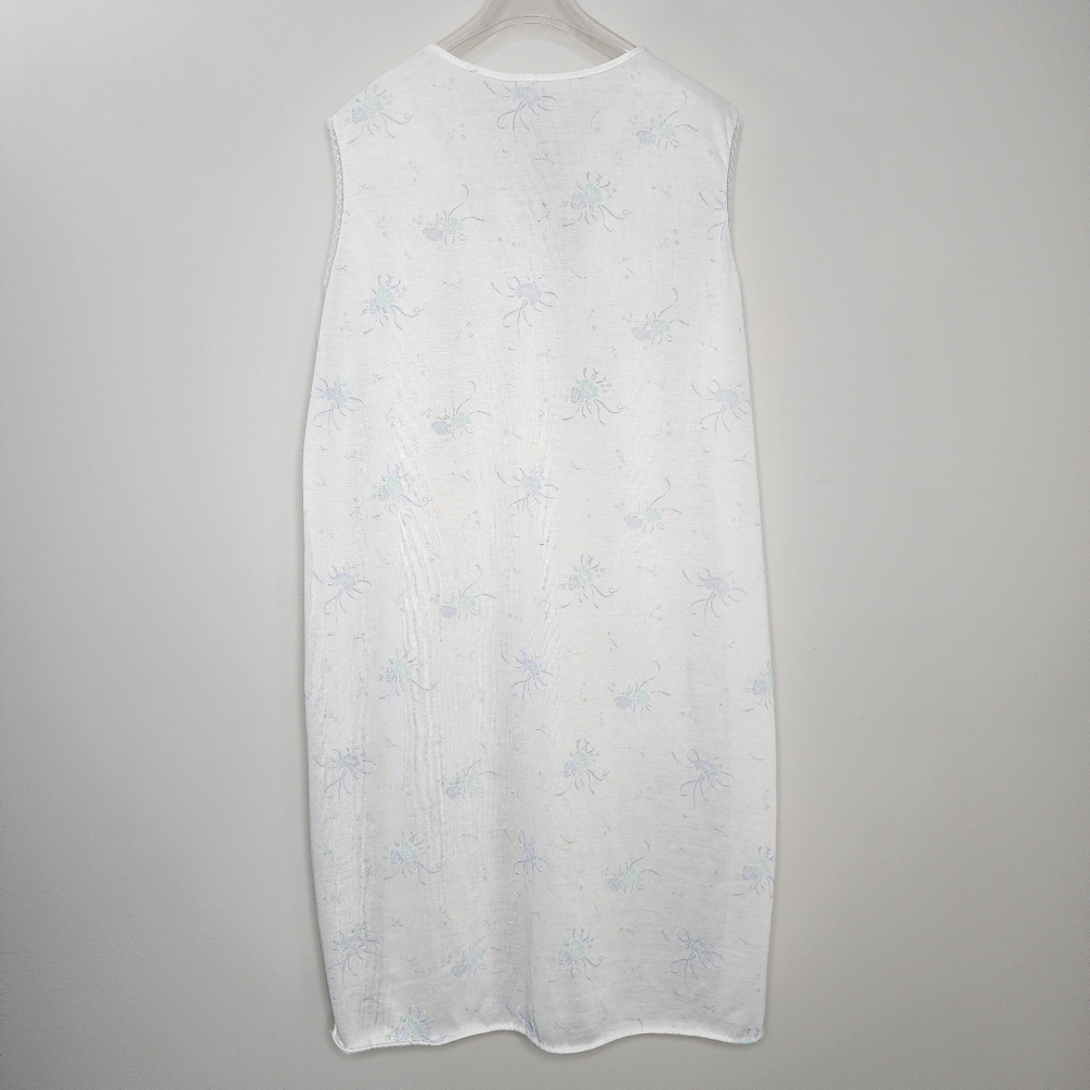 Vintage Granny Nighty Baby Blue Floral White Lace Trim Nightgown - Picture 6 of 6